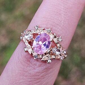 Sapphire Pink Rose Gold Women's Ring Size 8
